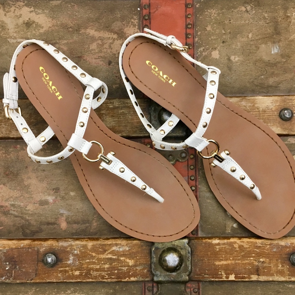 Coach Natasha Slingback Flat Wedge Sandals Studded